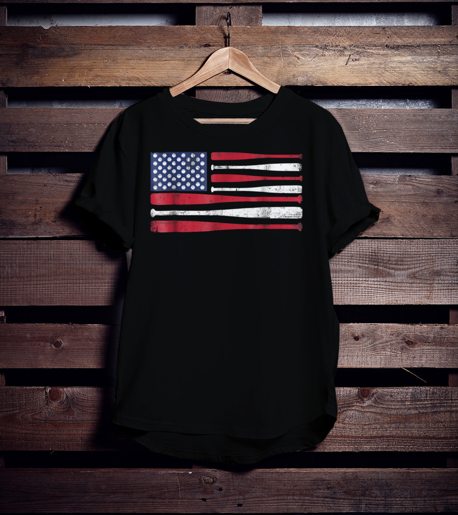 American Flag Baseball Bat T-Shirt