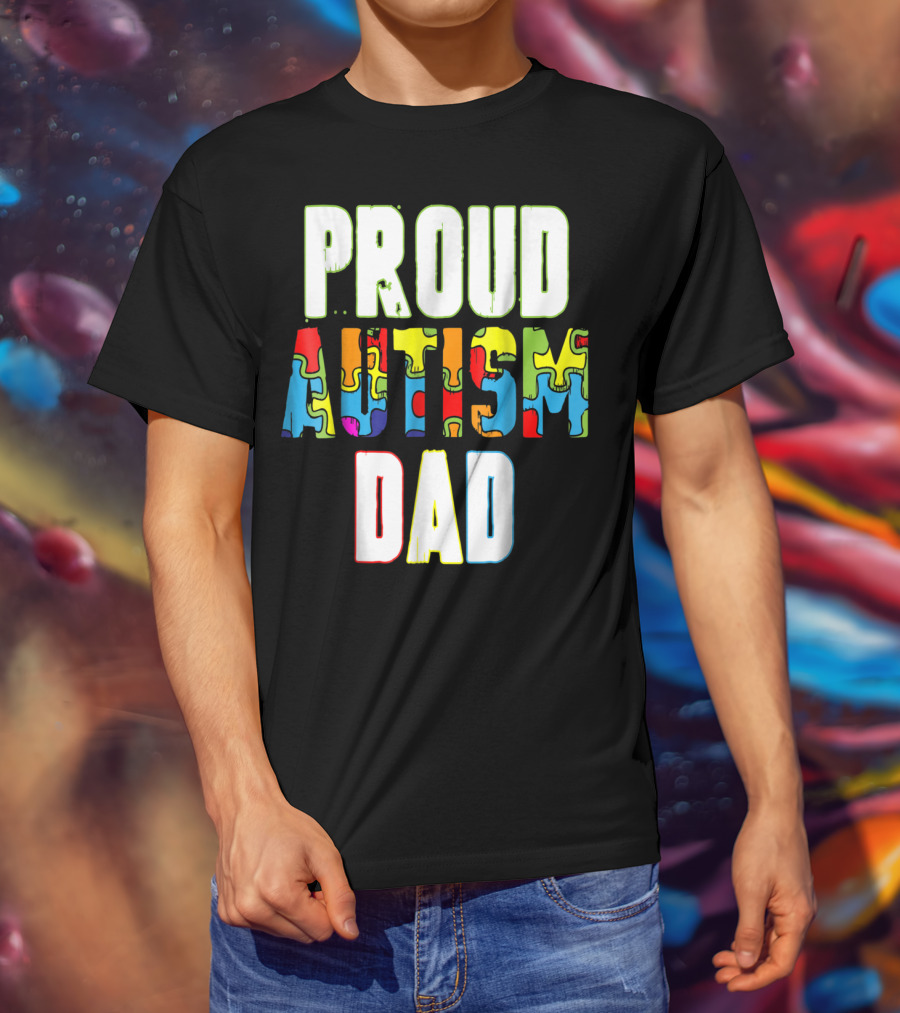 PROUD AUTISM DAD Autism Awareness Product T-Shirt