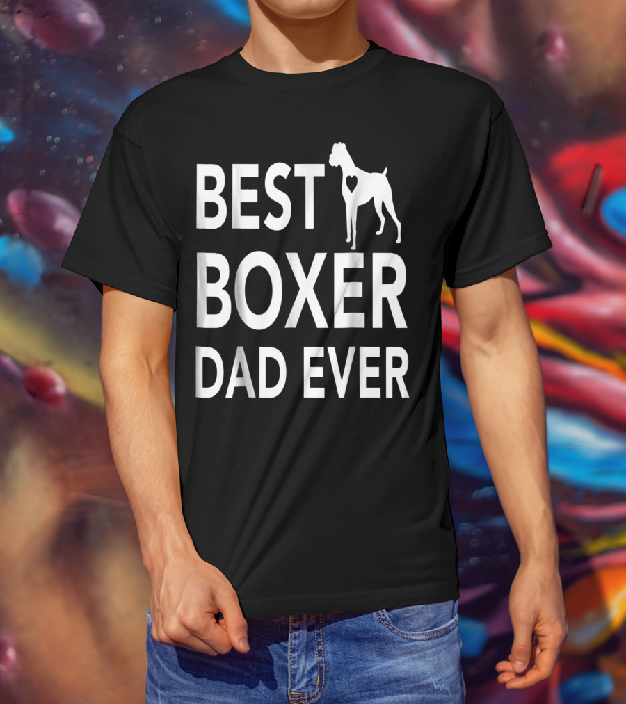 Best Boxer Dog Dad Ever With Heart-Shaped Cutout Boxer T-Shirt