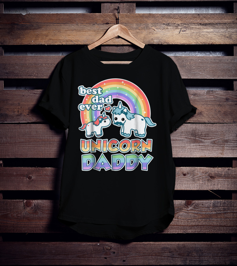 Best Dad Ever Unicorn Daddy Cute Funny Rainbow T-Shirt