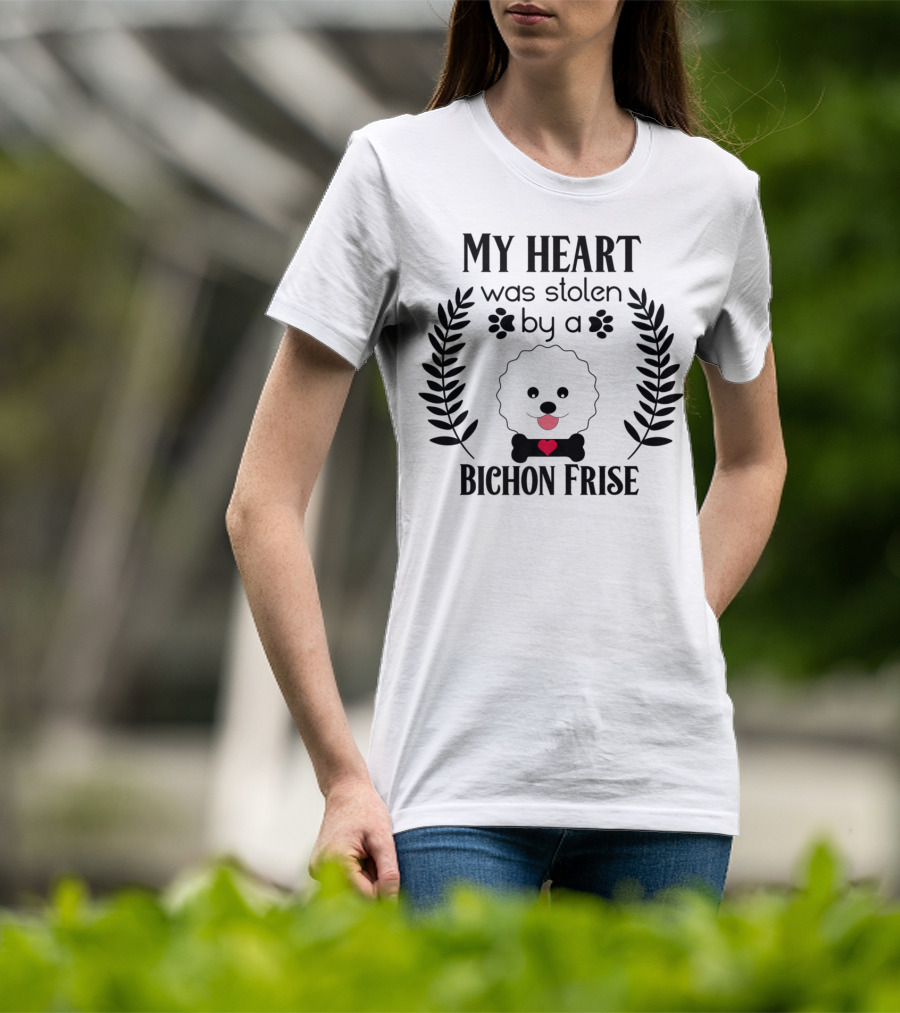 My Heart Was Stolen By A Bichon Frise Puppy Lover Dog Dad Canine Puppies T-Shirt