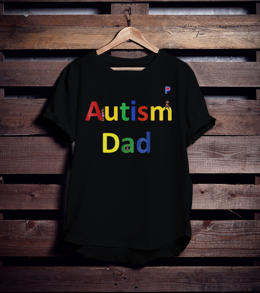 Autism Dad Autism Awareness Colorful Letters With Characters T-Shirt