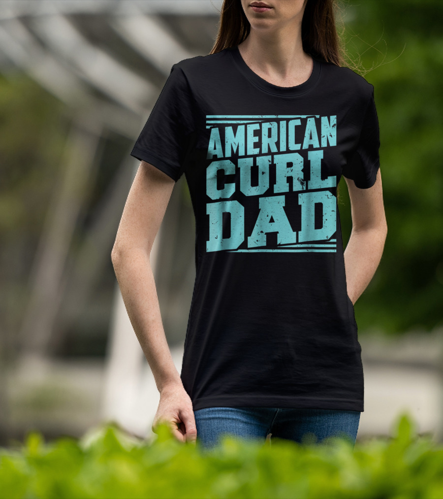 American Curl Dad Retro Blue Typography T-Shirt