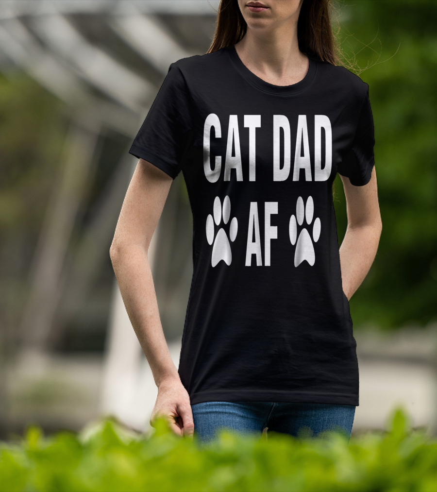 CAT DAD AF Paw Prints T-Shirt