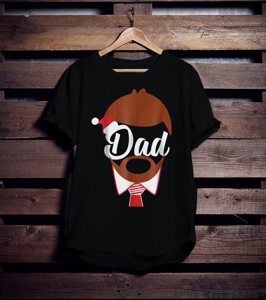 Dad Face Santa Hat Christmas Family Matching Holiday82 T-Shirt