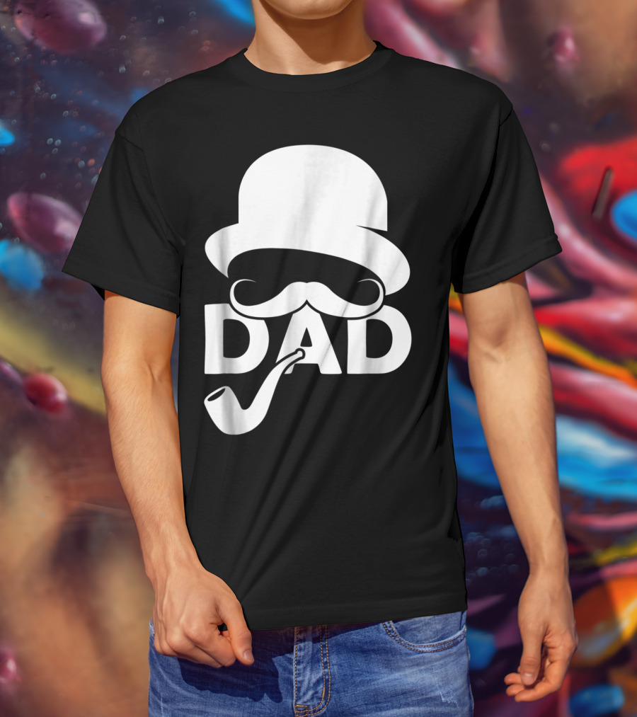 Cool Dad Mustache Hat Pipe T-Shirt