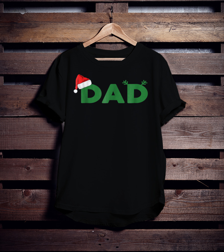 Dad Christmas Family Matching Santa Hat Reindeer Antlers T-Shirt