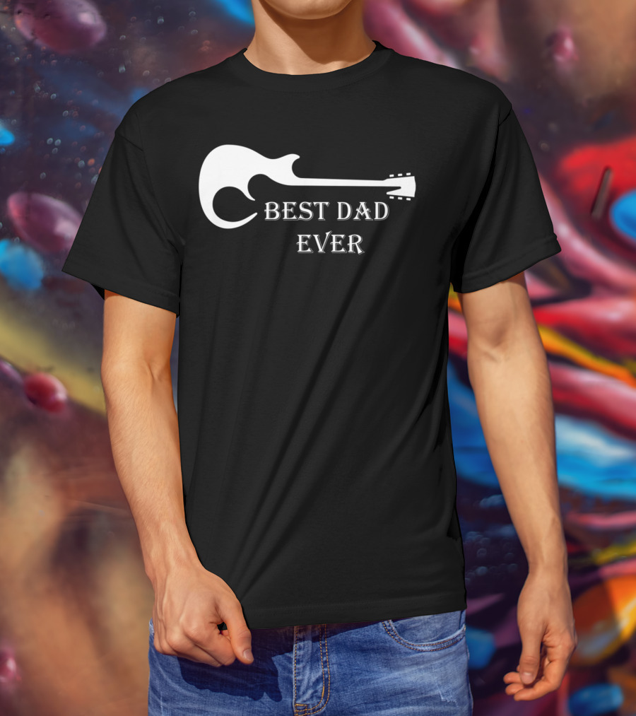 Best Dad Ever Guitar Silhouette Father's Day Musician Gift T-Shirt