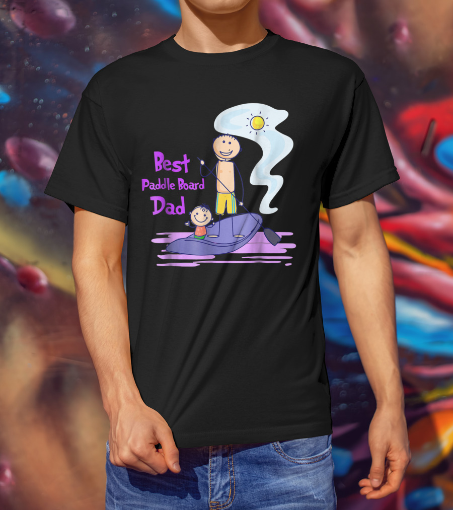 Best Paddle Board Dad Fun Stick Figure T-Shirt
