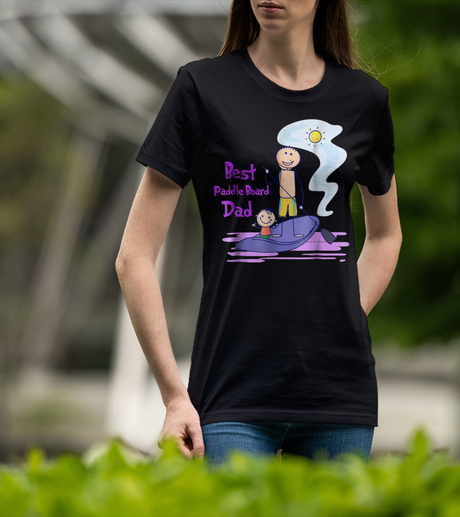 Best Paddle Board Dad Fun Stick Figure T-Shirt