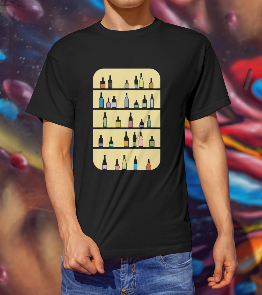 Bar 1225098 Colorful Bottles Shelf Display T-Shirt