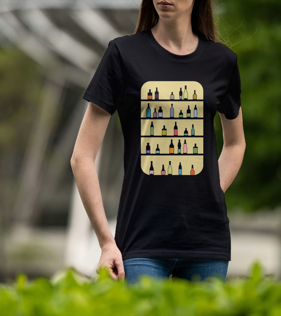 Bar 1225098 Colorful Bottles Shelf Display T-Shirt