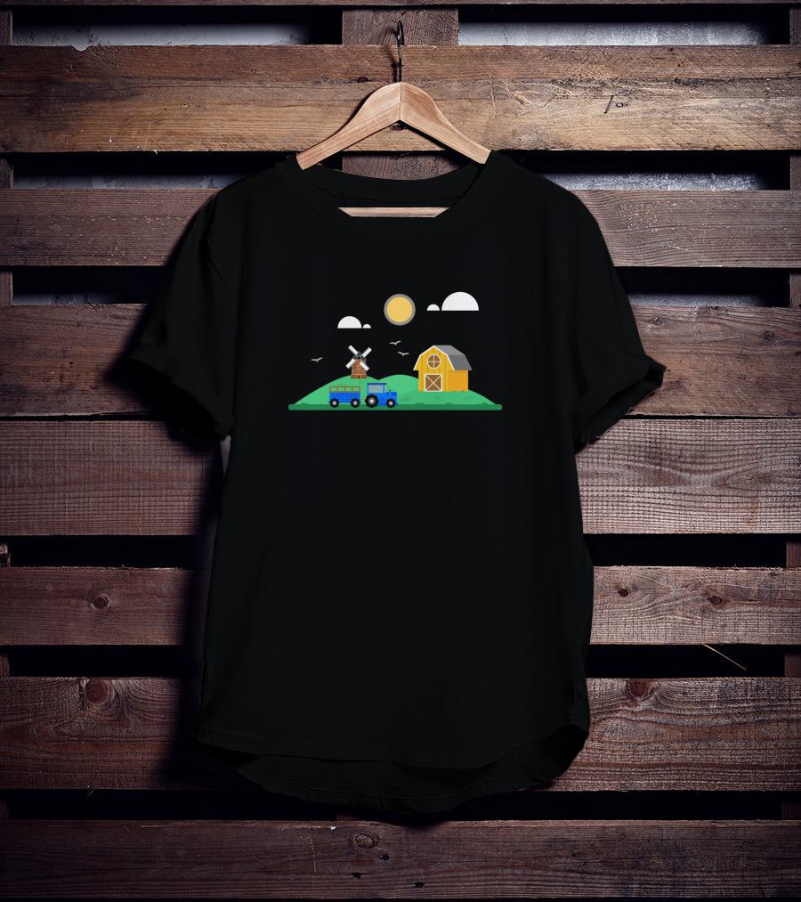 Barn Scape 392814 Windmill Barn Farm Scene T-Shirt