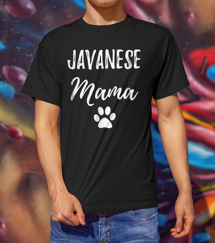 Javanese Mama Funny Cat Mom Paw Print Idea29 T-Shirt