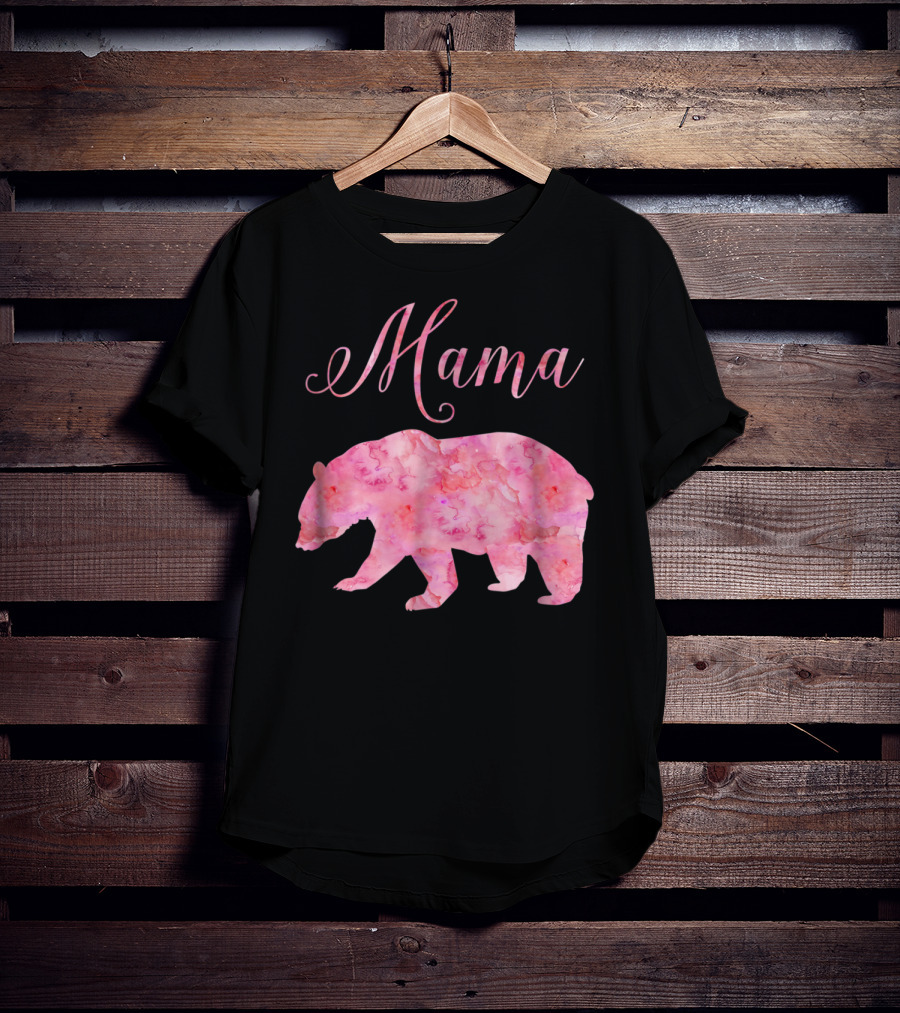 Mama Bear Mothers Birthday Mom Pink Watercolor T-Shirt