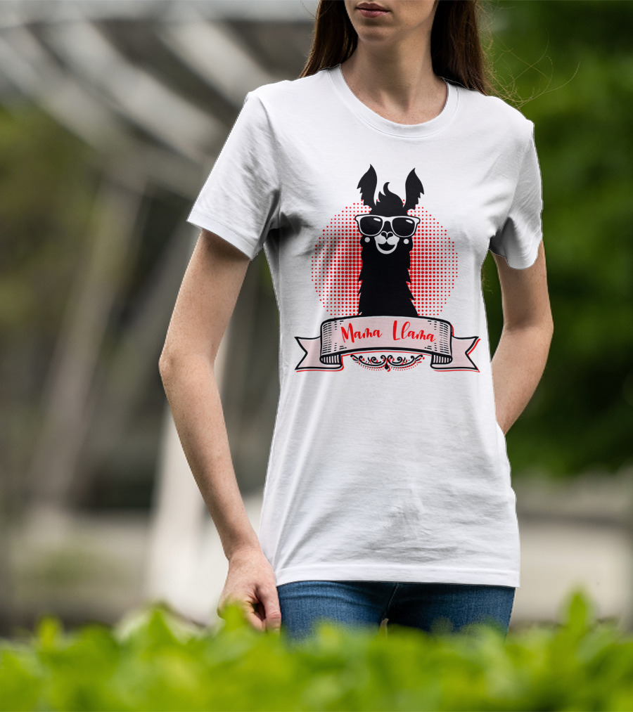 Mama Llama Cool Mom Mother Grandma Auntie81 Fun Llama Wearing Sunglasses T-Shirt