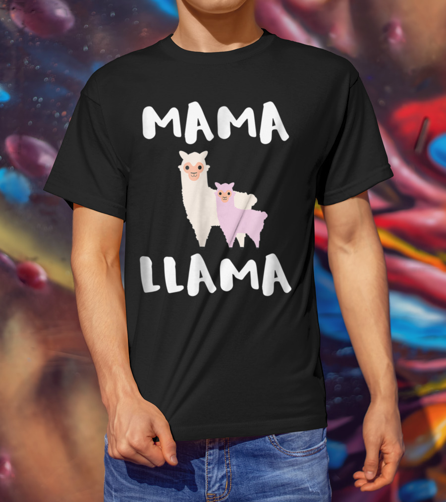 Mama Llama Cute Funny Llama Duo T-Shirt