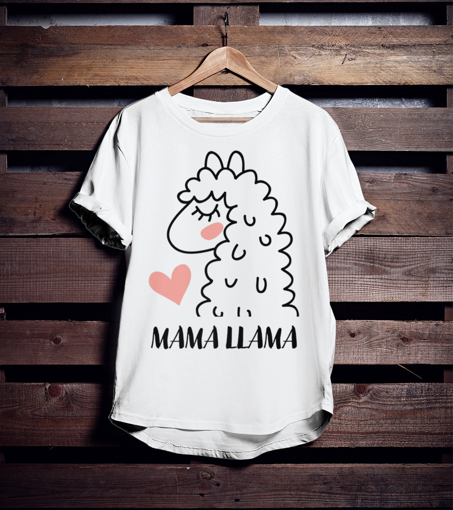 Mama Llama Heart My Mom Women82 T-Shirt