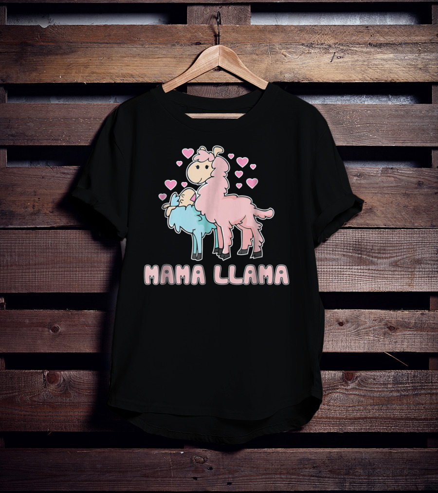 Mama Llama Cute Hearts Llama T-Shirt