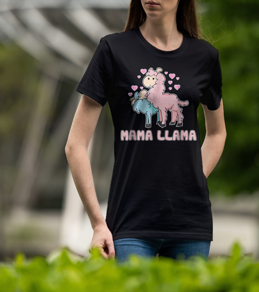 Mama Llama Cute Hearts Llama T-Shirt