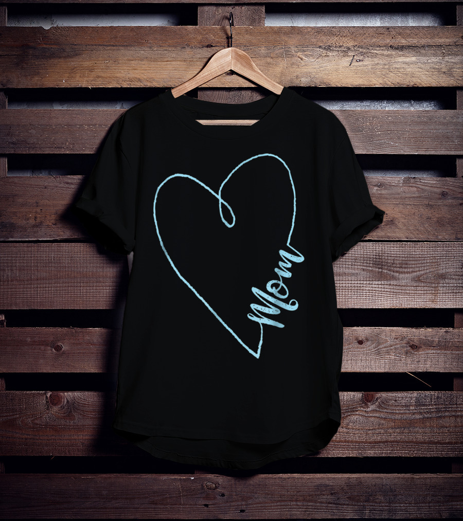 Mom Heart Aquamarine March Birthstone T-Shirt