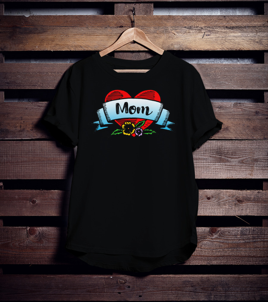 Mom Heart Floral Banner T-Shirt