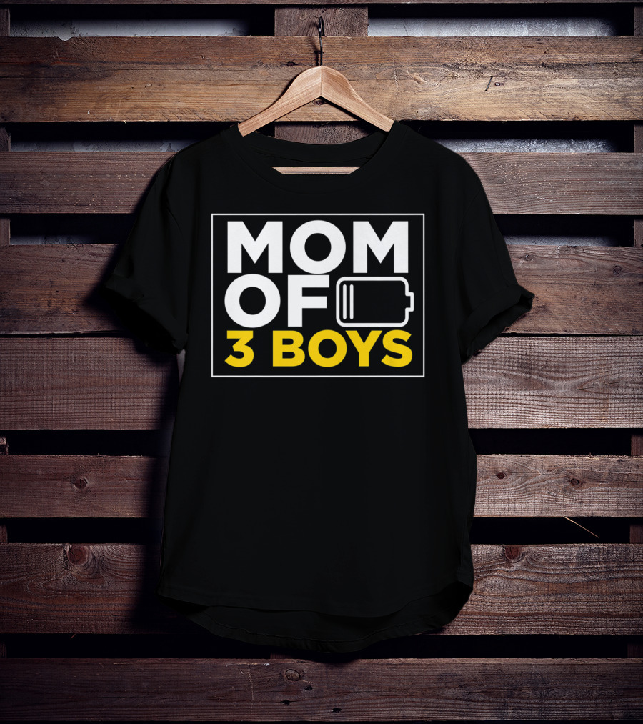 MOM OF 3 BOYS Low Battery Christmas From Son T-Shirt
