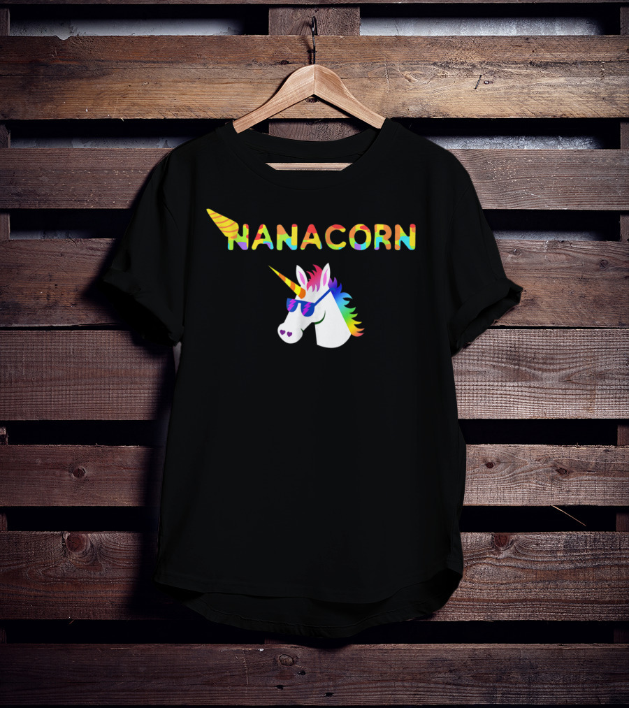 Nanacorn Rainbow Unicorn With Sunglasses Fun T-Shirt