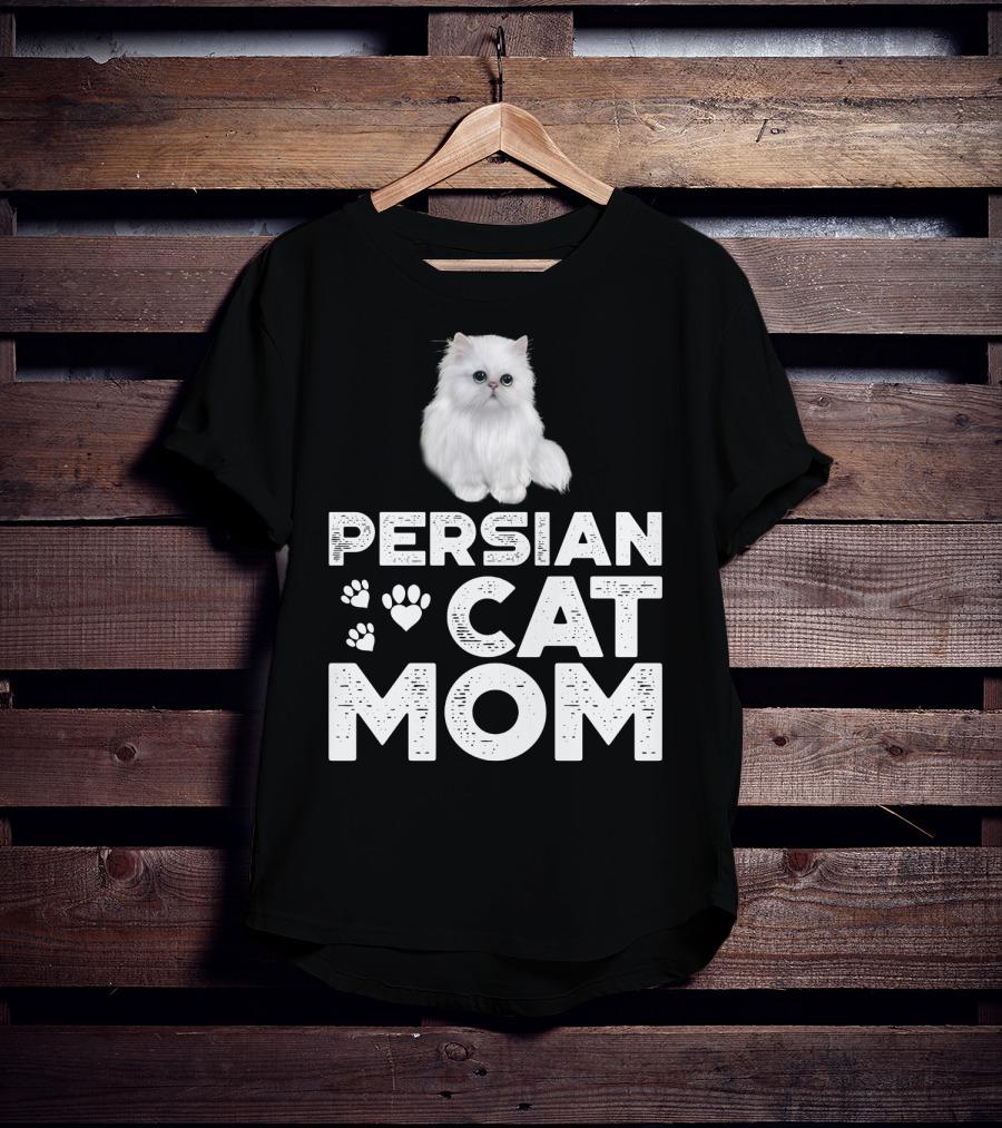 Persian Cat Mom With Paw And Heart Design For Female Cat Owners T-Shirt