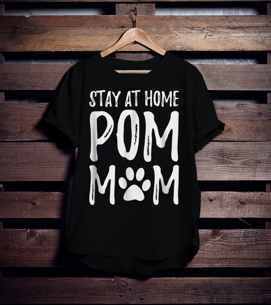 Stay At Home Pom Mom Pomeranian Paw Prints T-Shirt