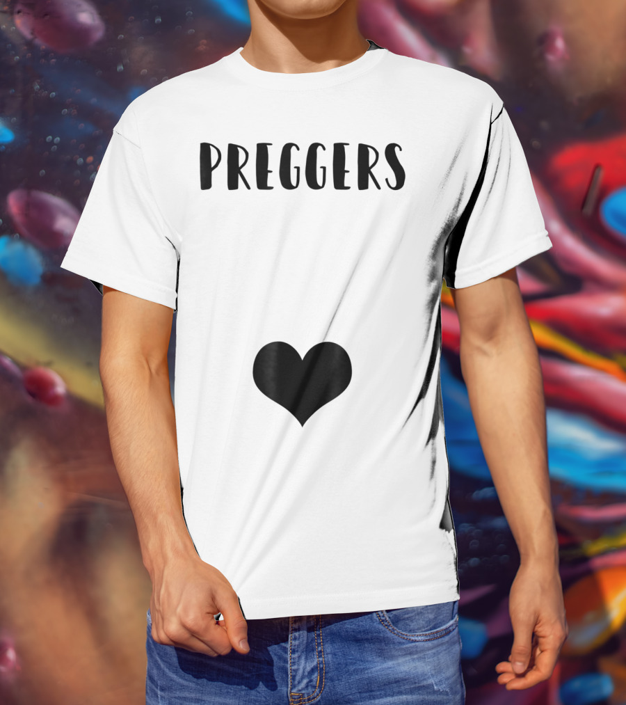 Preggers Announce Baby Prego Mom Heart Idea46 T-Shirt