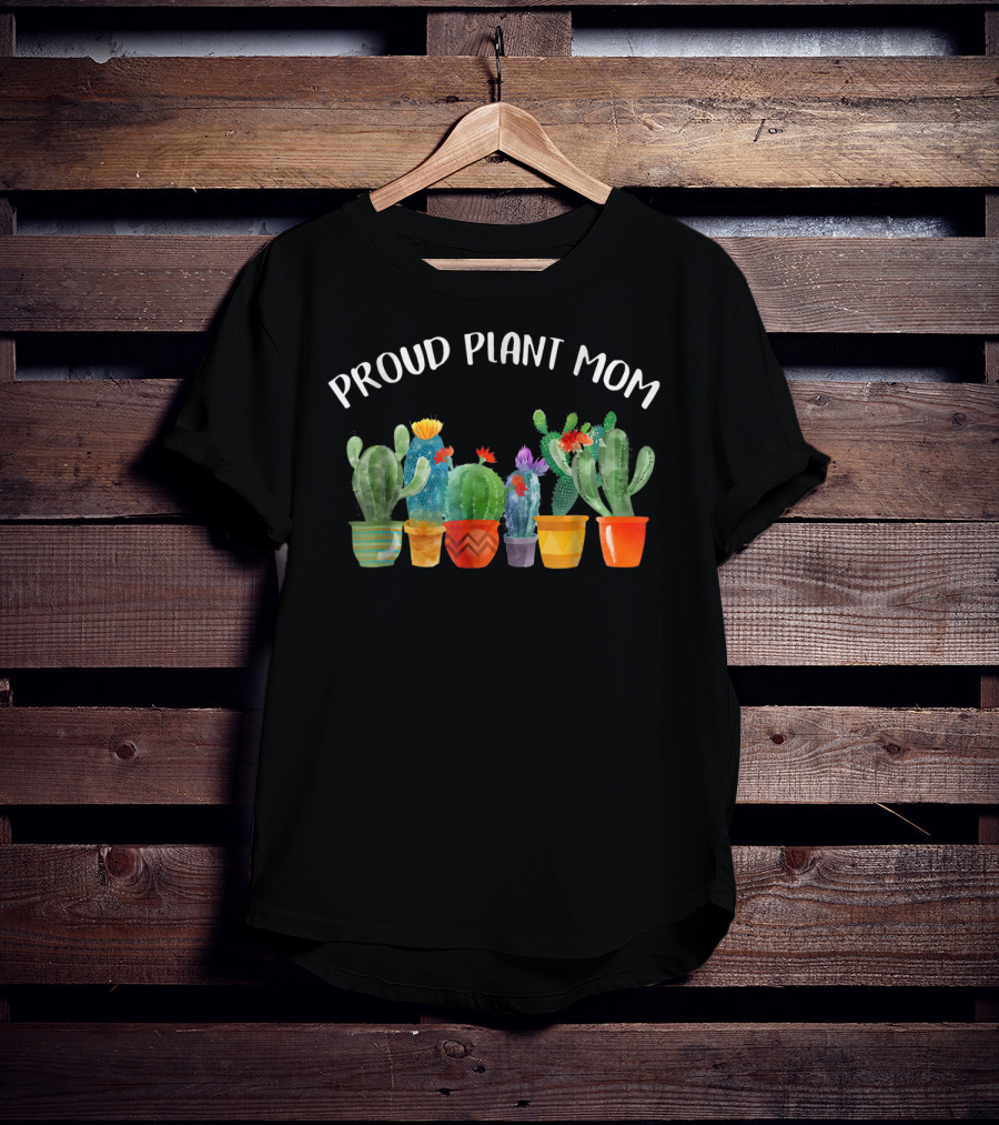 Proud Plant Mom Multicolored Cactus Collection T-Shirt