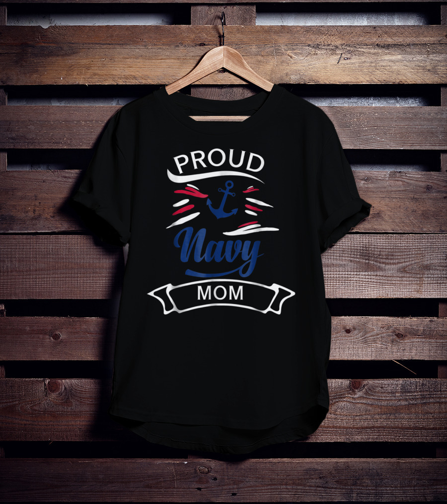 Proud Navy Mom Anchor T-Shirt