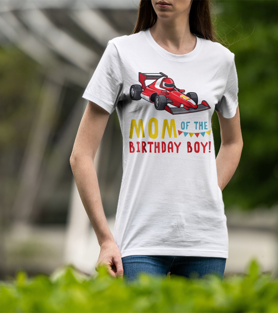Mom Of The Birthday Boy Racer Car T-Shirt