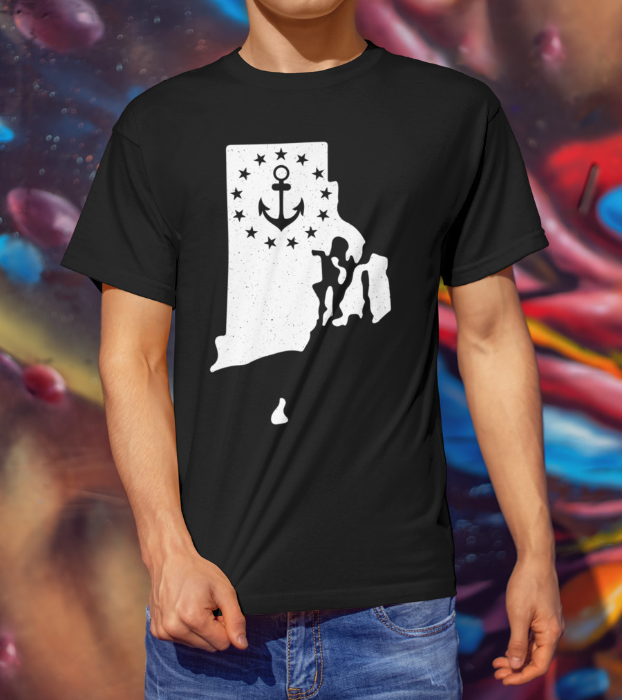 Rhode Island Anchor Independence With Stars T-Shirt
