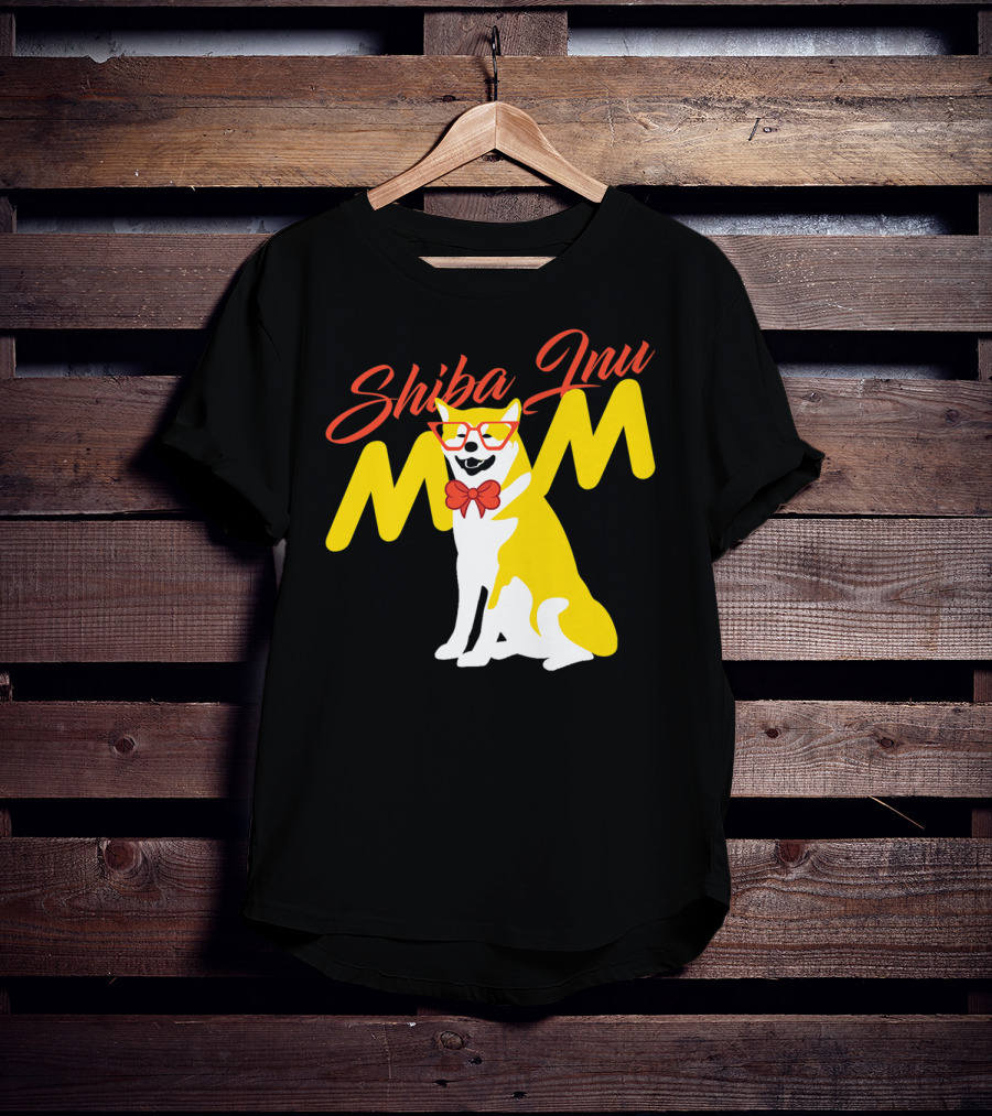 Shiba Inu Mom With Glasses And Bow Tie T-Shirt