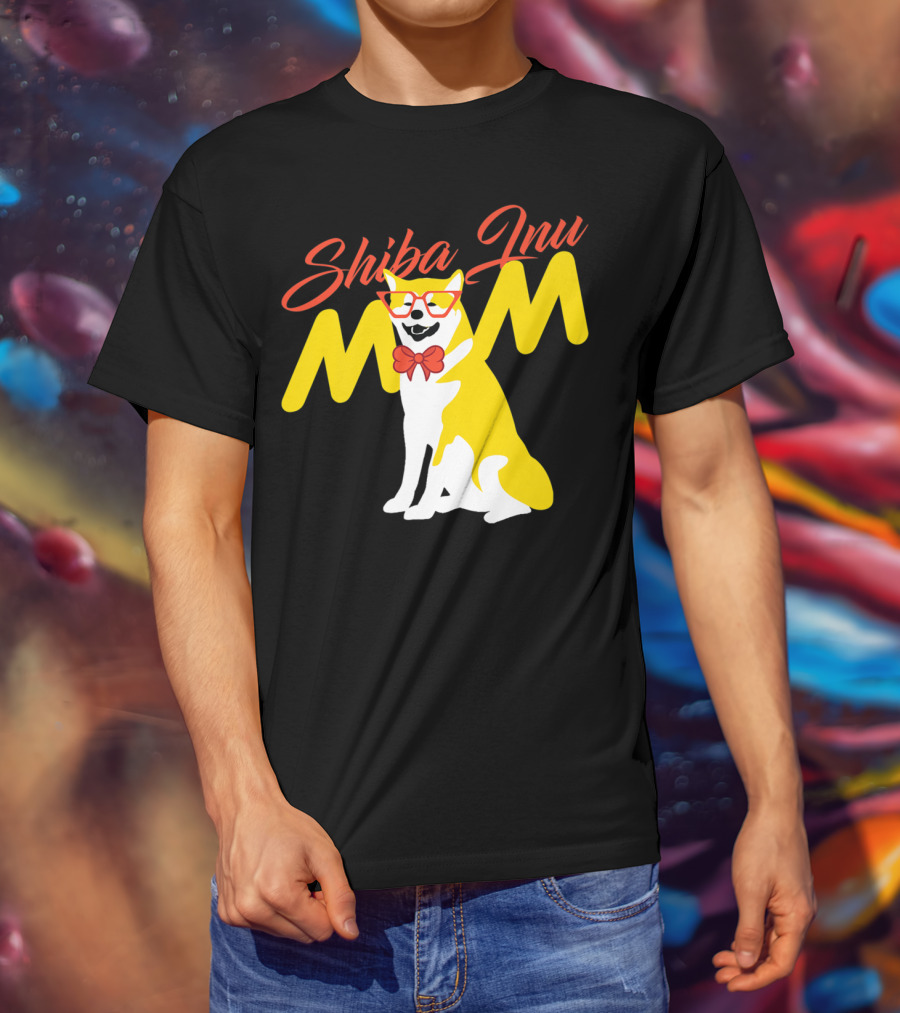 Shiba Inu Mom With Glasses And Bow Tie T-Shirt