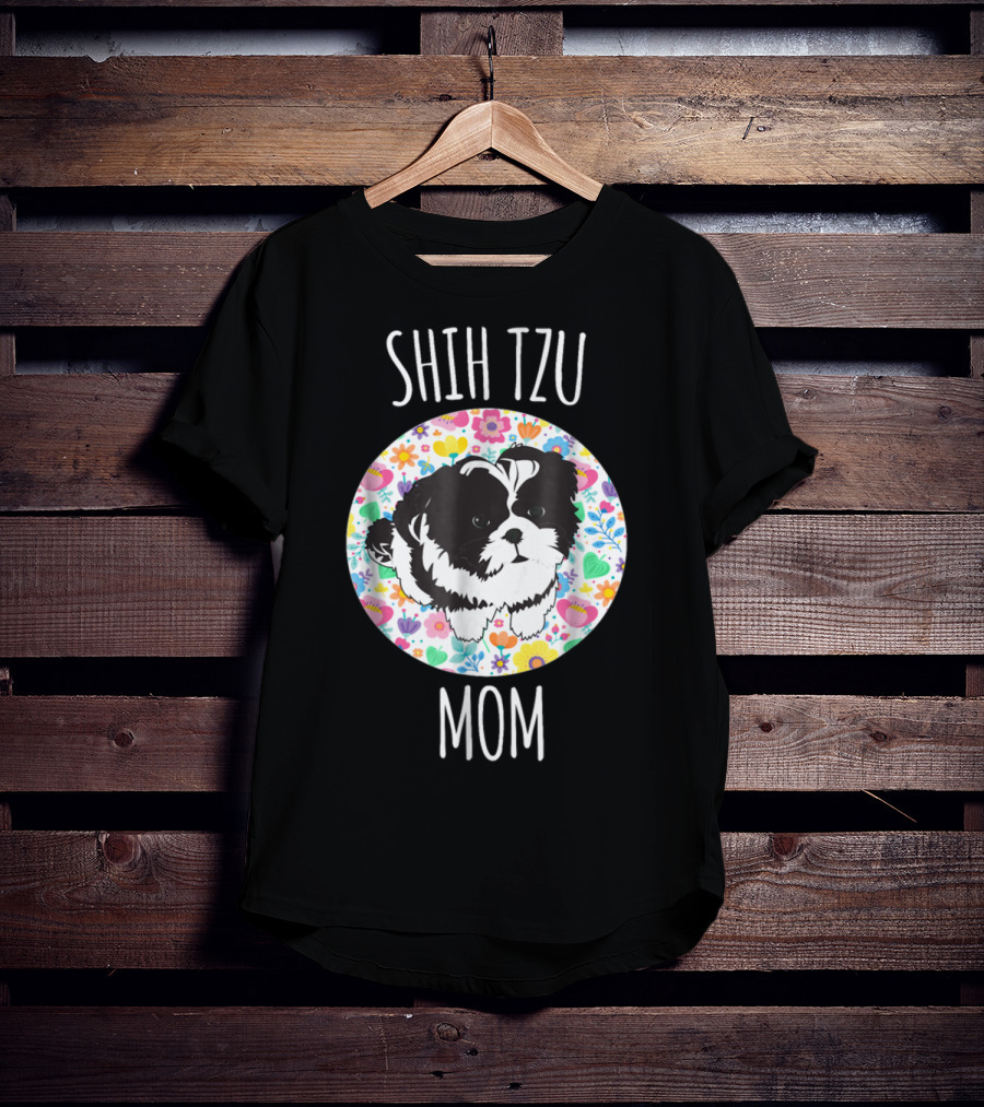 Shih Tzu Mom Floral Puppy T-Shirt