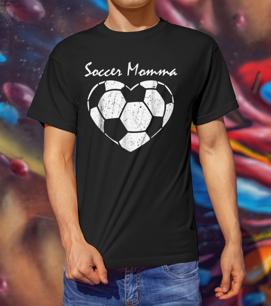 Soccer Momma Heart Graphic Soccer T-Shirt