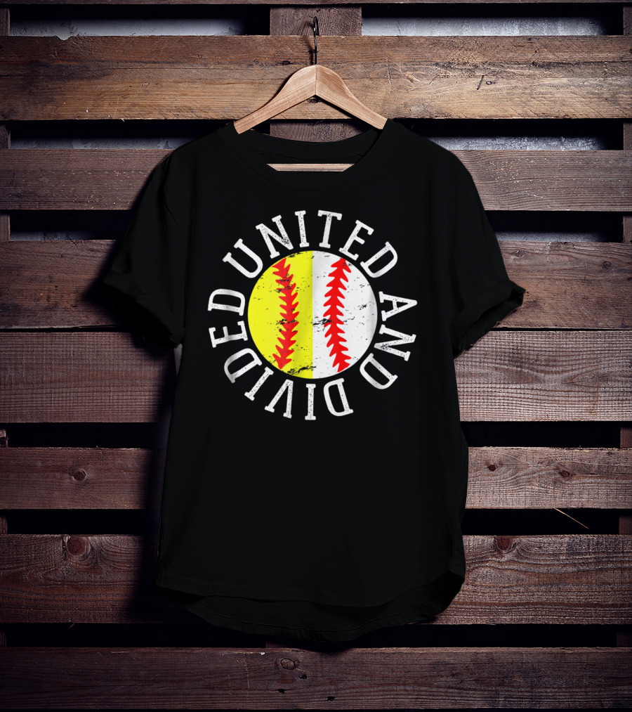 Softball Baseball United And Divided Cool Cute Son Daughter T-Shirt