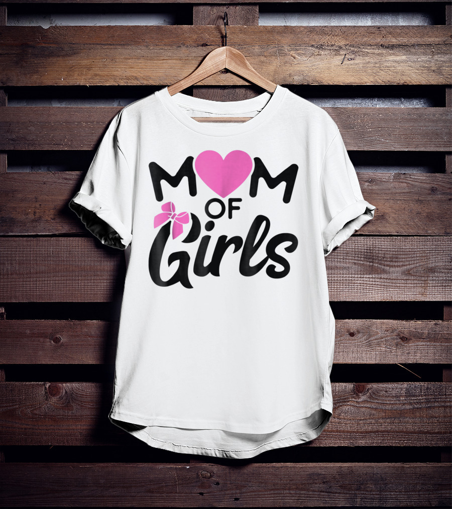 Mom Of Girls Heart And Bow T-Shirt