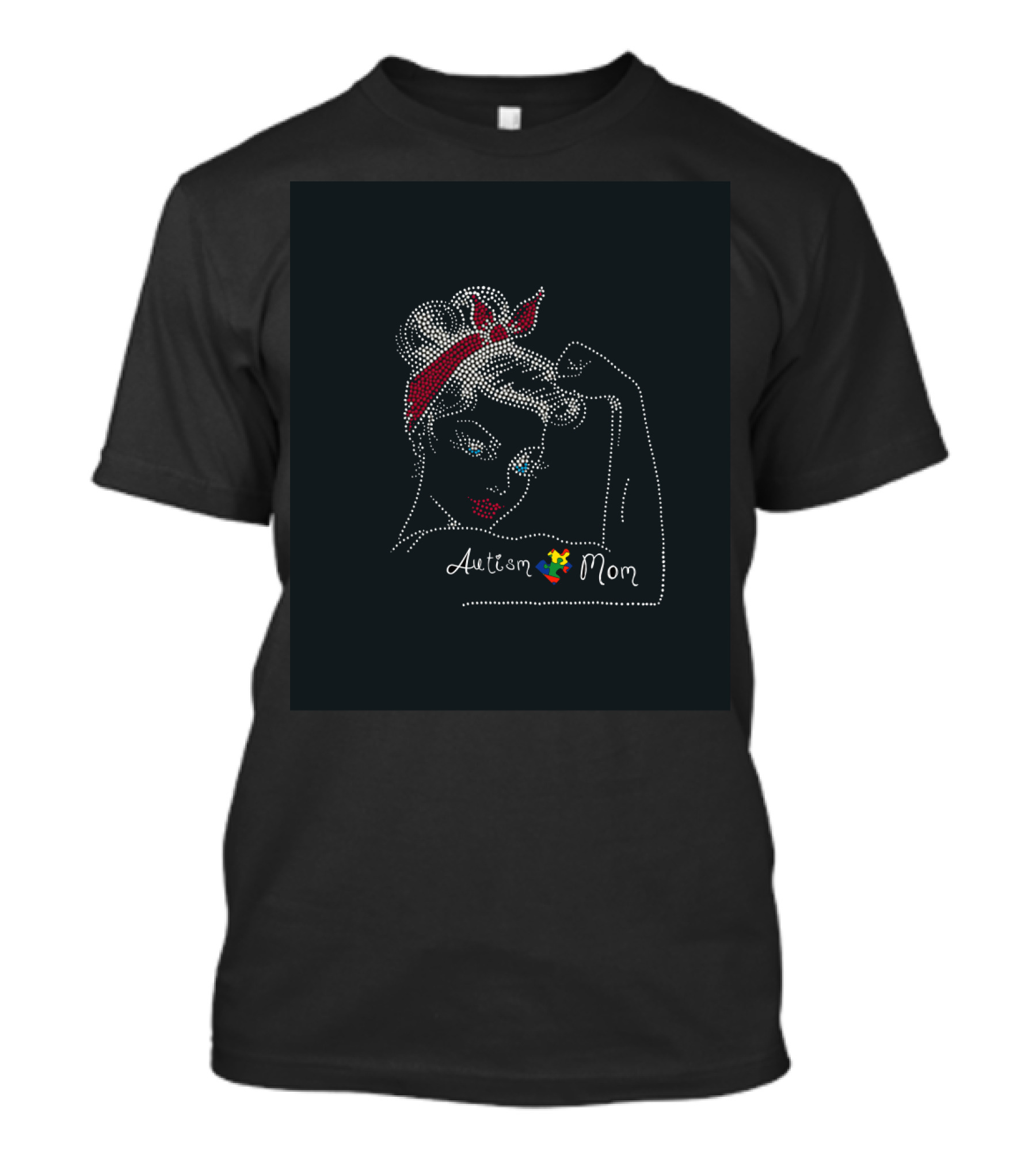 Autism Mom Strong With Ribbon Awareness T-Shirt