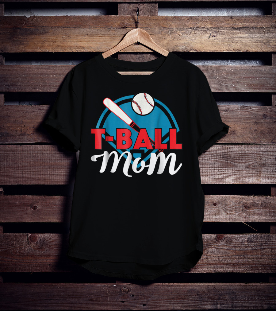 T-Ball Mom Baseball Bat And Home Plate T-Shirt