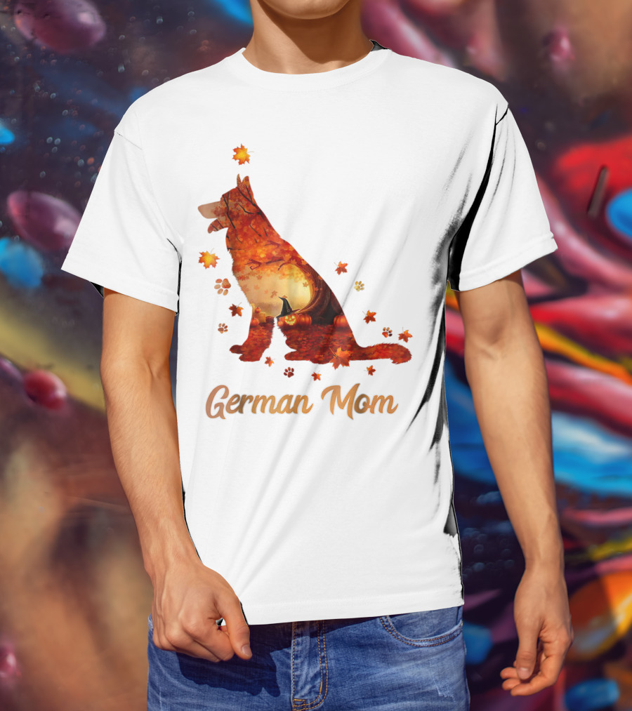 German Shepherd Mom Autumn Scene T-Shirt