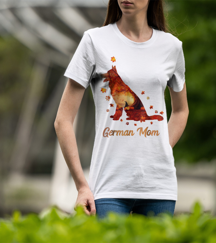 German Shepherd Mom Autumn Scene T-Shirt