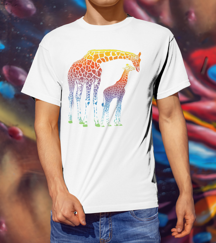 Giraffe Mom Baby Colorful Lovers T-Shirt
