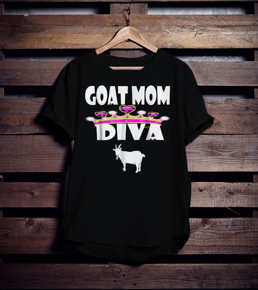 GOAT MOM DIVA Pink Crown Pet Goat Lover T-Shirt