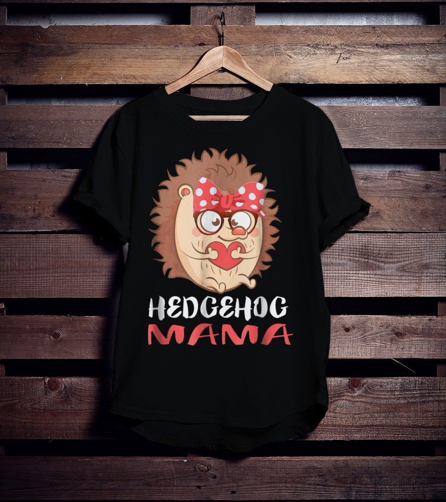 Hedgehog Mama Pet Lover Owner Mom With Glasses And Polka Dot Bow T-Shirt
