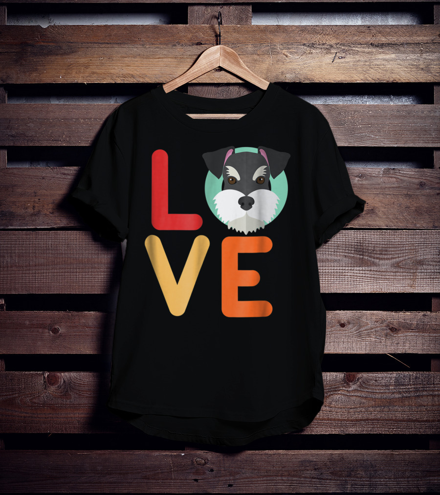 Love Miniature Schnauzer Dog And Puppy For Dog T-Shirt