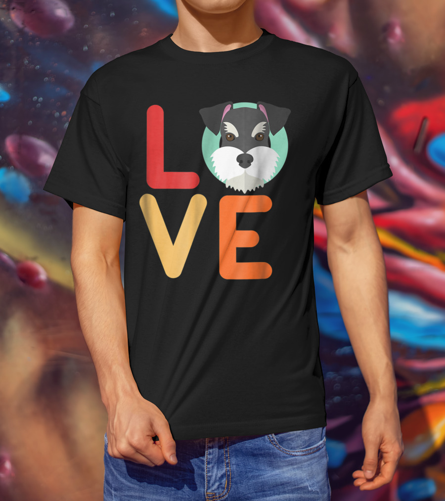 Love Miniature Schnauzer Dog And Puppy For Dog T-Shirt